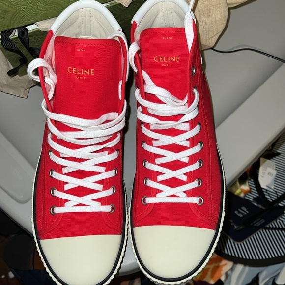 CELINE BLANK MID LACE UP SNEAKER WITH TOE CAP IN - Picture 2 of 5